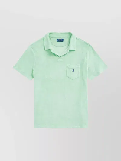 Ralph Lauren Polo Pony Terry Cloth-effect Polo Shirt In Green