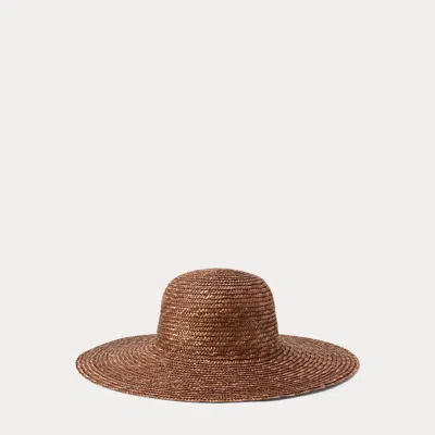 Ralph Lauren Logo Wide-brim Straw Sun Hat In Multi