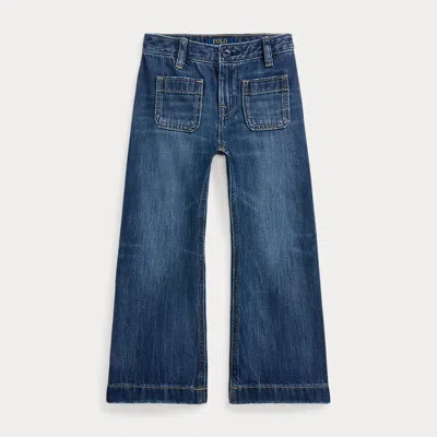 Polo Ralph Lauren Kids' Logo Wide-leg Jean In Juni Wash