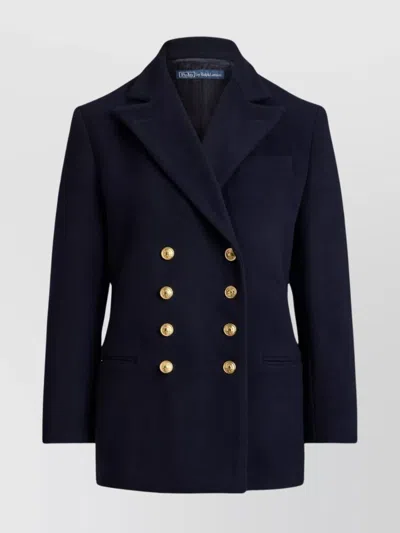 Ralph Lauren Logo Wool Skirt Featuring Front Pockets In Blue