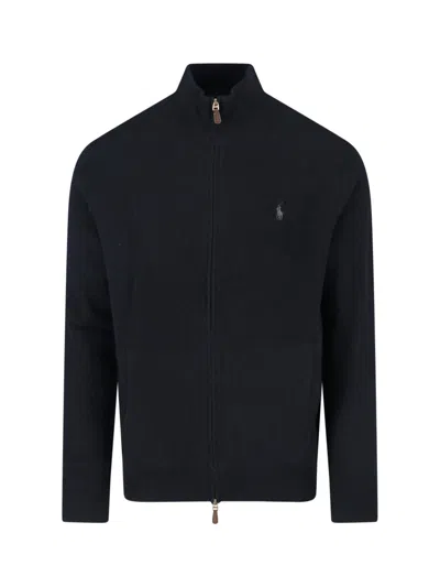 Ralph Lauren Full Zip Hybrid Sweatshirt Navy In Blue