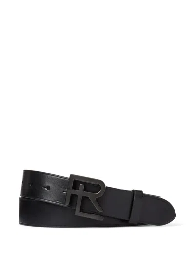 Ralph Lauren Logo-buckle Leather Belt In Black