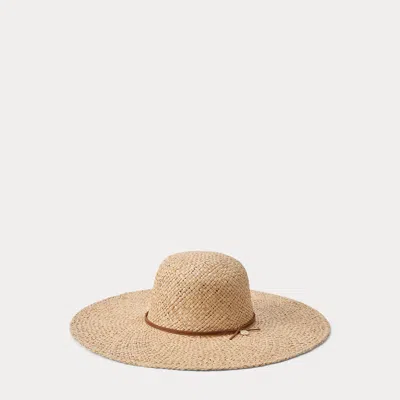 Ralph Lauren Logo-charm Raffia Sun Hat In Natural In Brown