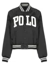 Ralph Lauren Bomber Jacket With V Neckline And Ribbed Trims In Black