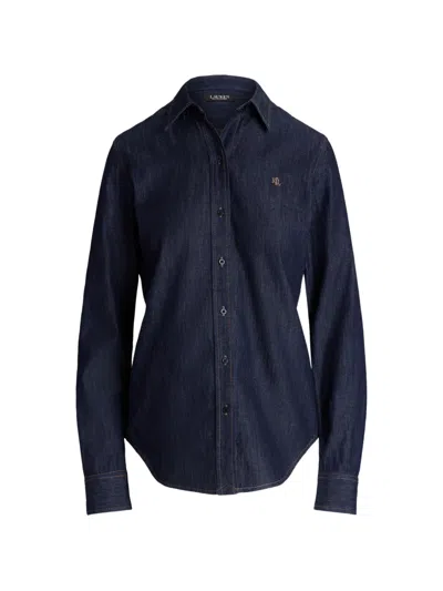 Ralph Lauren Logo-embroidered Denim Shirt In Blue