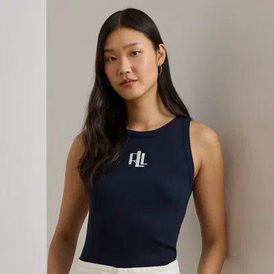 Ralph Lauren Logo-embroidered Stretch Cotton Tank Top In Lauren Navy In Blue