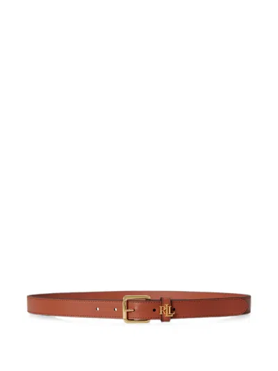 Ralph Lauren Logo-keeper Leather Belt In Metallic
