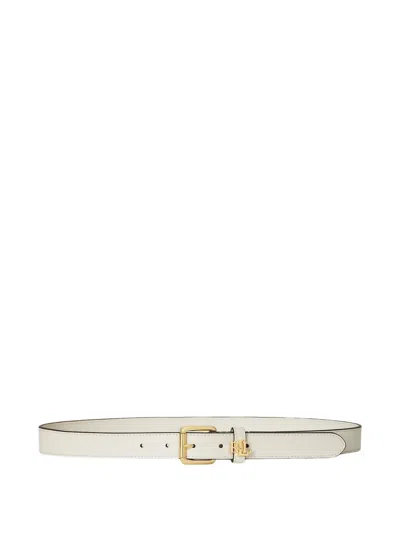Ralph Lauren Logo-keeper Leather Belt In White