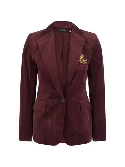 Ralph Lauren Logo-patch Corduroy Blazer In Burgundy