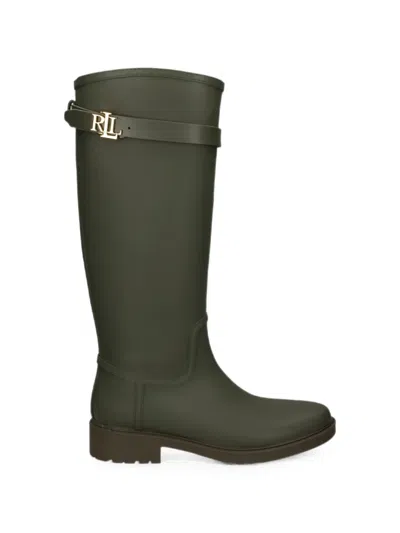 Ralph Lauren Logo-plaque Buckled Boots In Black