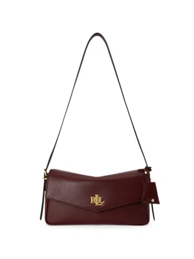 Ralph Lauren 로고 장식 레더 숄더 백 In Brown