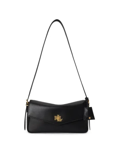 Ralph Lauren 로고 장식 레더 숄더 백 In Black