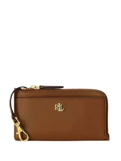 Ralph Lauren Logo-plaque Leather Wallet In Brown
