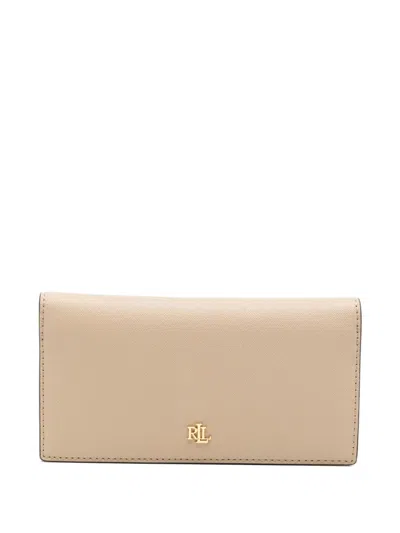 Ralph Lauren Logo-plaque Leather Wallet In Neutral