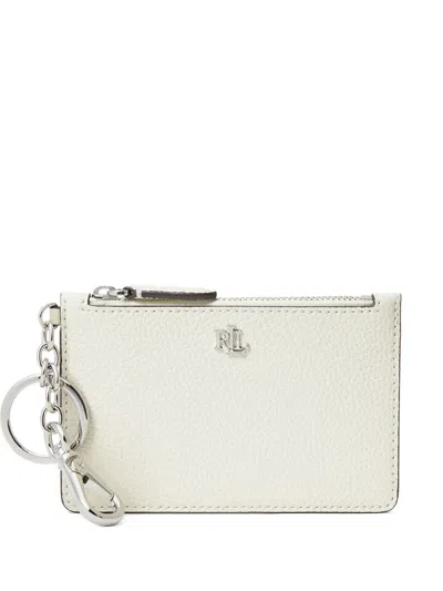 Ralph Lauren Logo-plaque Pebbled-leather Cardholder In Neutral