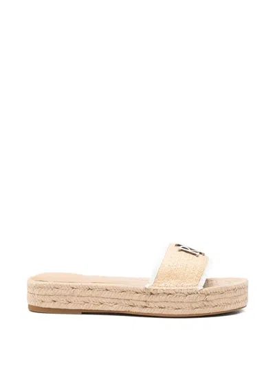 Ralph Lauren Logo-plaque Raffia Espadrilles In Multi