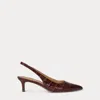 Ralph Lauren Lolah Ii Croc-embossed Slingback Pump In Burgundy