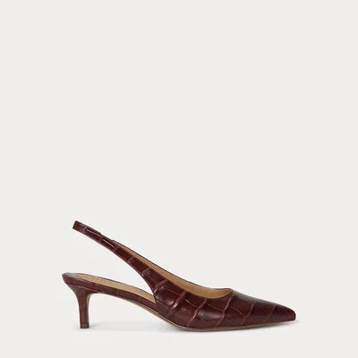 Ralph Lauren Lolah Ii Croc-embossed Slingback Pump In Burgundy