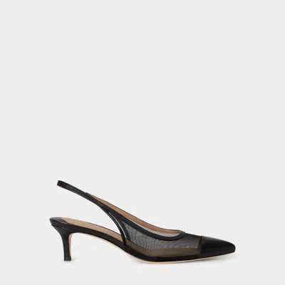 Ralph Lauren Lolah Ii Mesh & Nappa Slingback Pump In Black