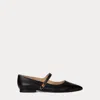 Ralph Lauren Londyn Metallic-trim Leather Mary Jane In Black