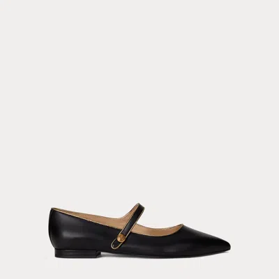 RALPH LAUREN RALPH LAUREN LONDYN METALLIC-TRIM LEATHER MARY JANE