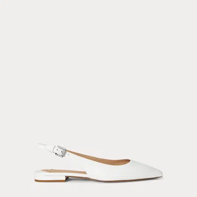 Ralph Lauren Londyn Nappa Leather Slingback Flat In Snow White