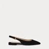Ralph Lauren Londyn Suede Slingback Flat In Black