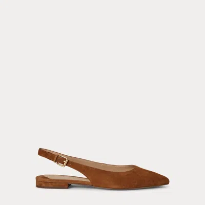 Ralph Lauren Londyn Suede Slingback Flat In Lauren Tan