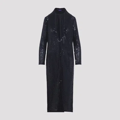 Ralph Lauren Long Cardigan With Sequin-embellishment In Blue