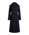 Ralph Lauren Navy Blue Double-breasted Coat In Multi