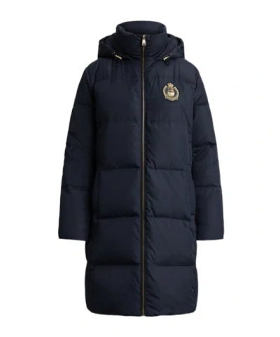 Ralph Lauren Long Down Jacket In Blue