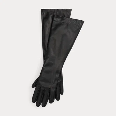 Ralph Lauren Long Leather Gloves In Black