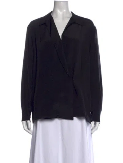 Pre-owned Ralph Lauren Long Sleeve Blouse In Black