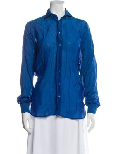 Pre-owned Ralph Lauren Long Sleeve Blouse In Blue