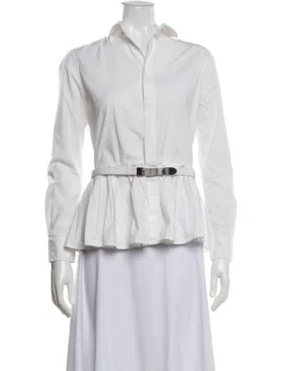 Pre-owned Ralph Lauren Long Sleeve Blouse In White