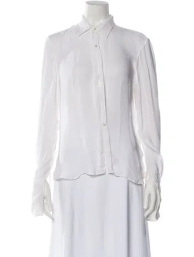 Pre-owned Ralph Lauren Long Sleeve Blouse In White