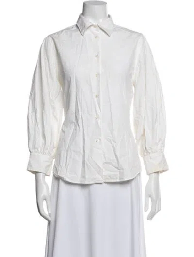 Pre-owned Ralph Lauren Long Sleeve Blouse In White