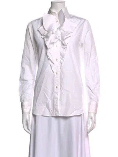Pre-owned Ralph Lauren Long Sleeve Blouse In White
