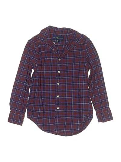 Pre-owned Ralph Lauren Kids' Long Sleeve Button Down Shirt In Burgundy