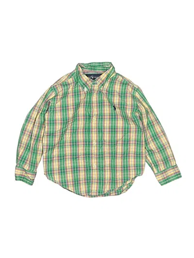 Pre-owned Ralph Lauren Kids' Long Sleeve Button Down Shirt In Green