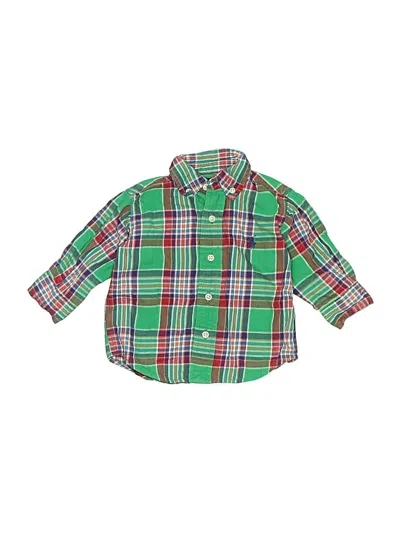 Pre-owned Ralph Lauren Babies' Long Sleeve Button Down Shirt In Green