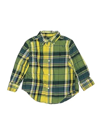 Pre-owned Ralph Lauren Kids' Long Sleeve Button Down Shirt In Green