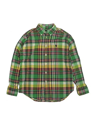 Pre-owned Ralph Lauren Kids' Long Sleeve Button Down Shirt In Green