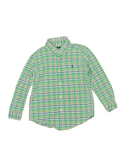Pre-owned Ralph Lauren Kids' Long Sleeve Button Down Shirt In Green