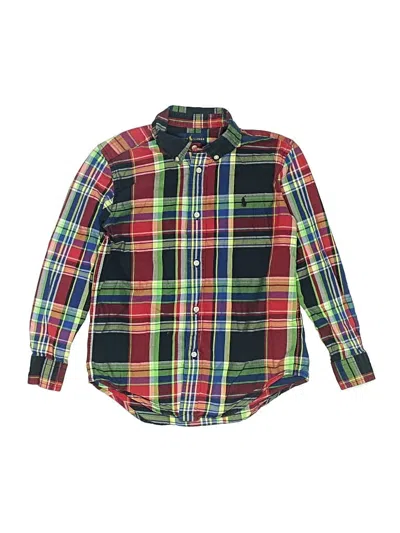 Pre-owned Ralph Lauren Kids' Long Sleeve Button Down Shirt In Green