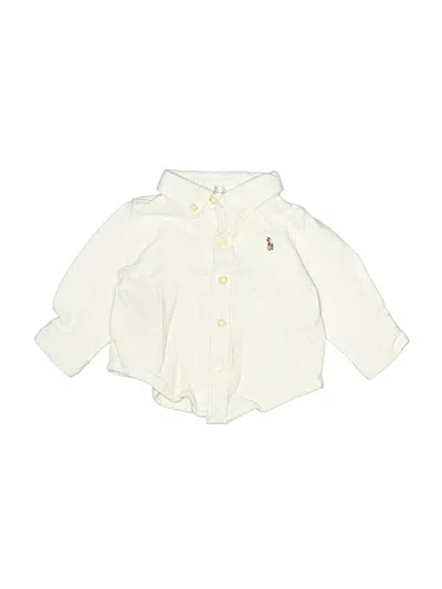 Pre-owned Ralph Lauren Babies' Long Sleeve Button Down Shirt In White