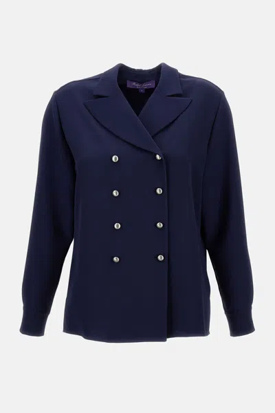 Ralph Lauren Long Sleeve-button Front Shirt In Blue