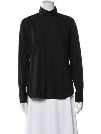 Pre-owned Ralph Lauren Long Sleeve Button-up Top In Black