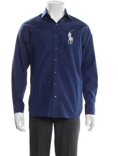 Pre-owned Ralph Lauren Long Sleeve Button-up Top In Blue