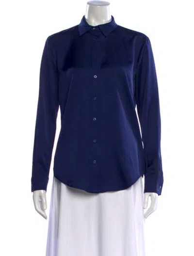 Pre-owned Ralph Lauren Long Sleeve Button-up Top In Blue